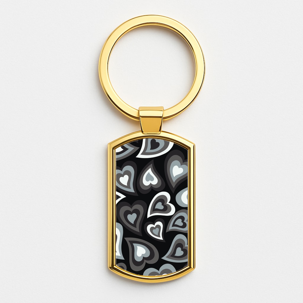 Black Hearts - Trippy Patterns Gold Keyring