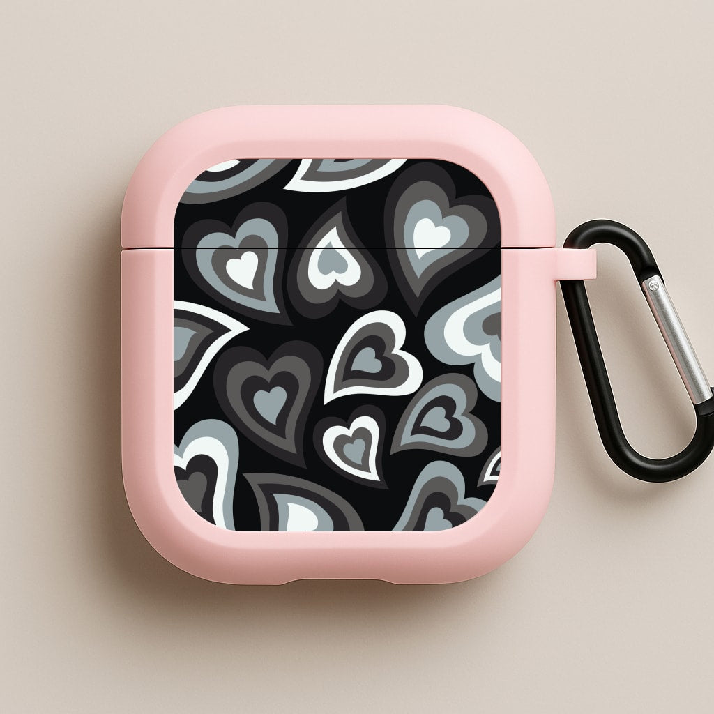 Black Hearts - Trippy Patterns Pink AirPods Case