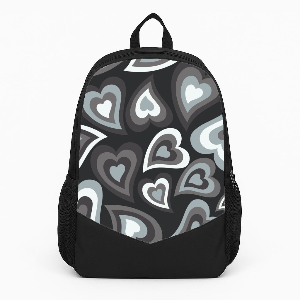 Black Hearts - Trippy Patterns Large Backpack