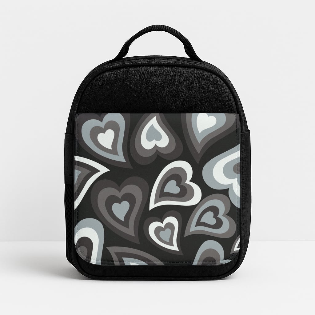 Black Hearts - Trippy Patterns Insulated Lunchbox