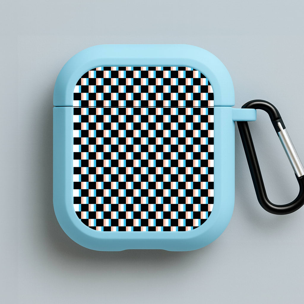 3D Squares - Trippy Patterns Blue AirPods Case