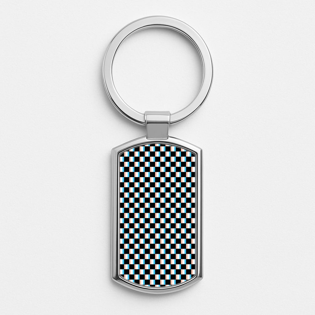 3D Squares - Trippy Patterns Silver Keyring