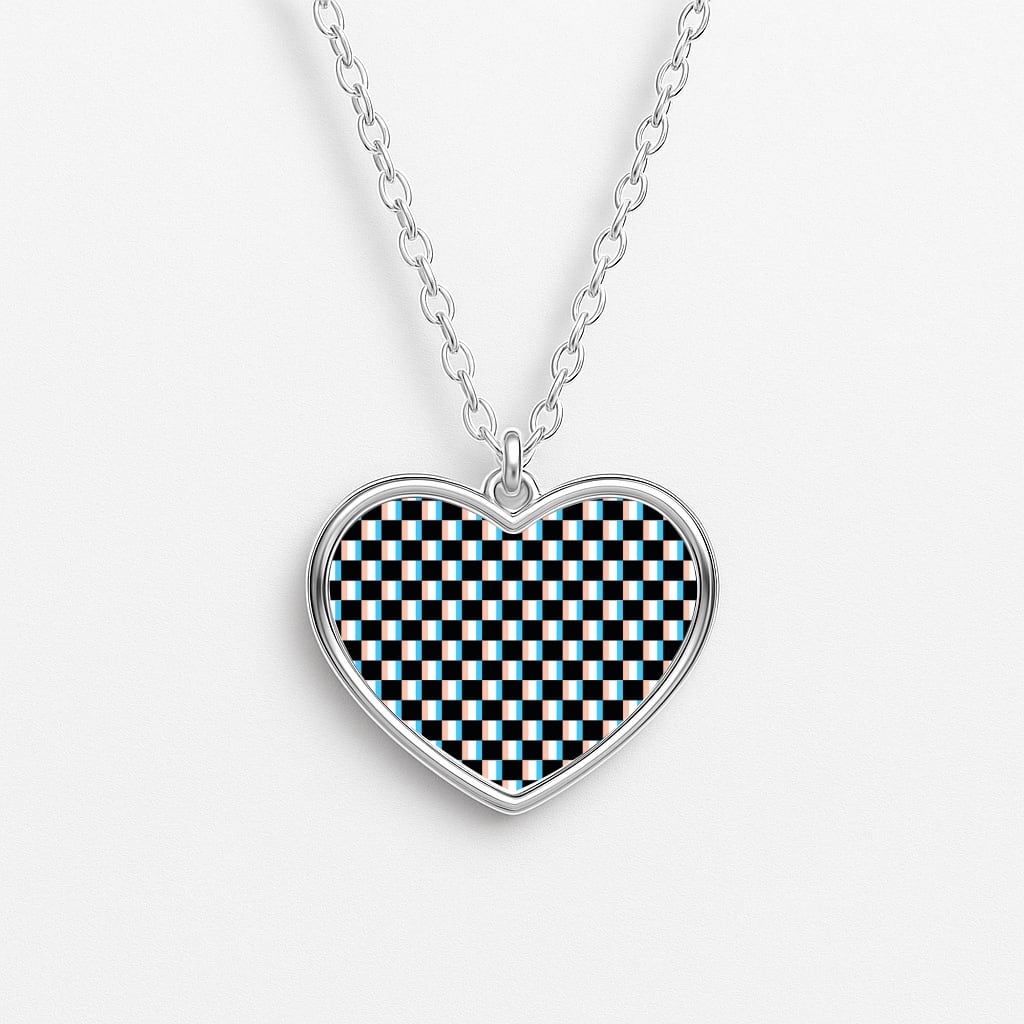 3D Squares - Trippy Patterns Heart Necklace