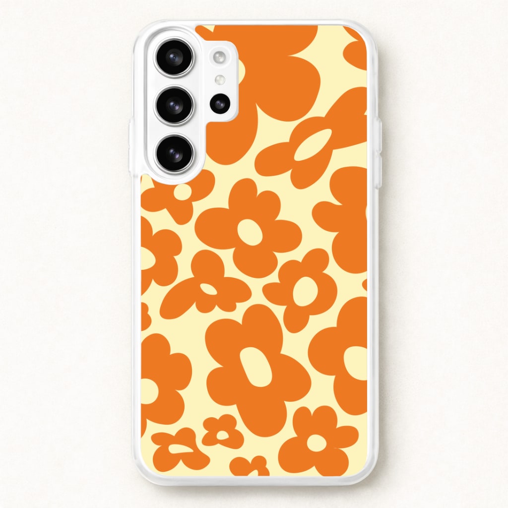 Orange Flowers - Trippy Patterns Phone Case for Galaxy S26 Ultra