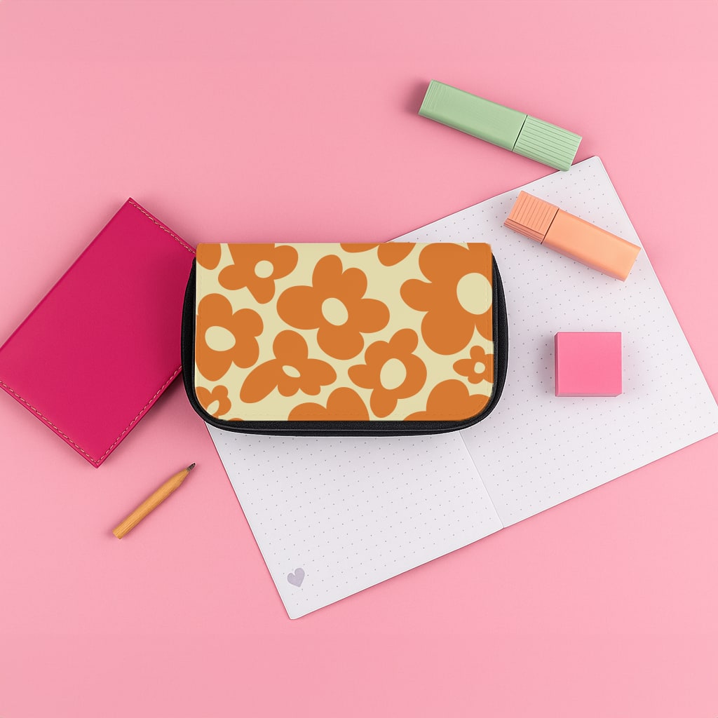 Orange Flowers - Trippy Patterns Pencil Case