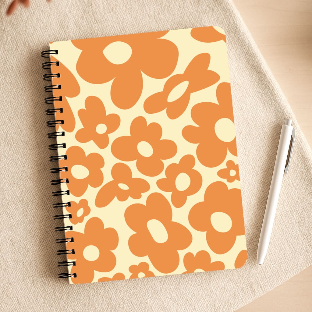 Orange Flowers - Trippy Patterns Notepad