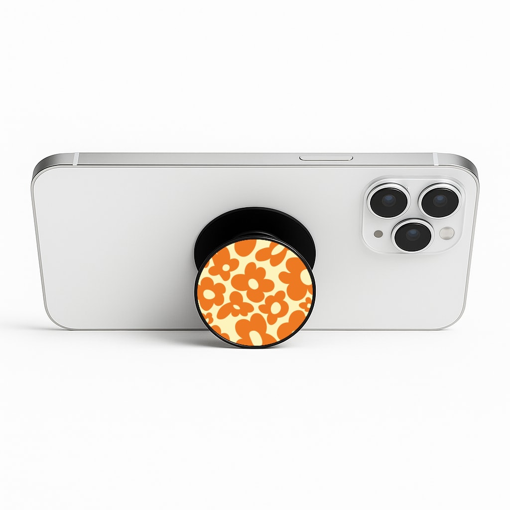 Orange Flowers - Trippy Patterns Phone Stand