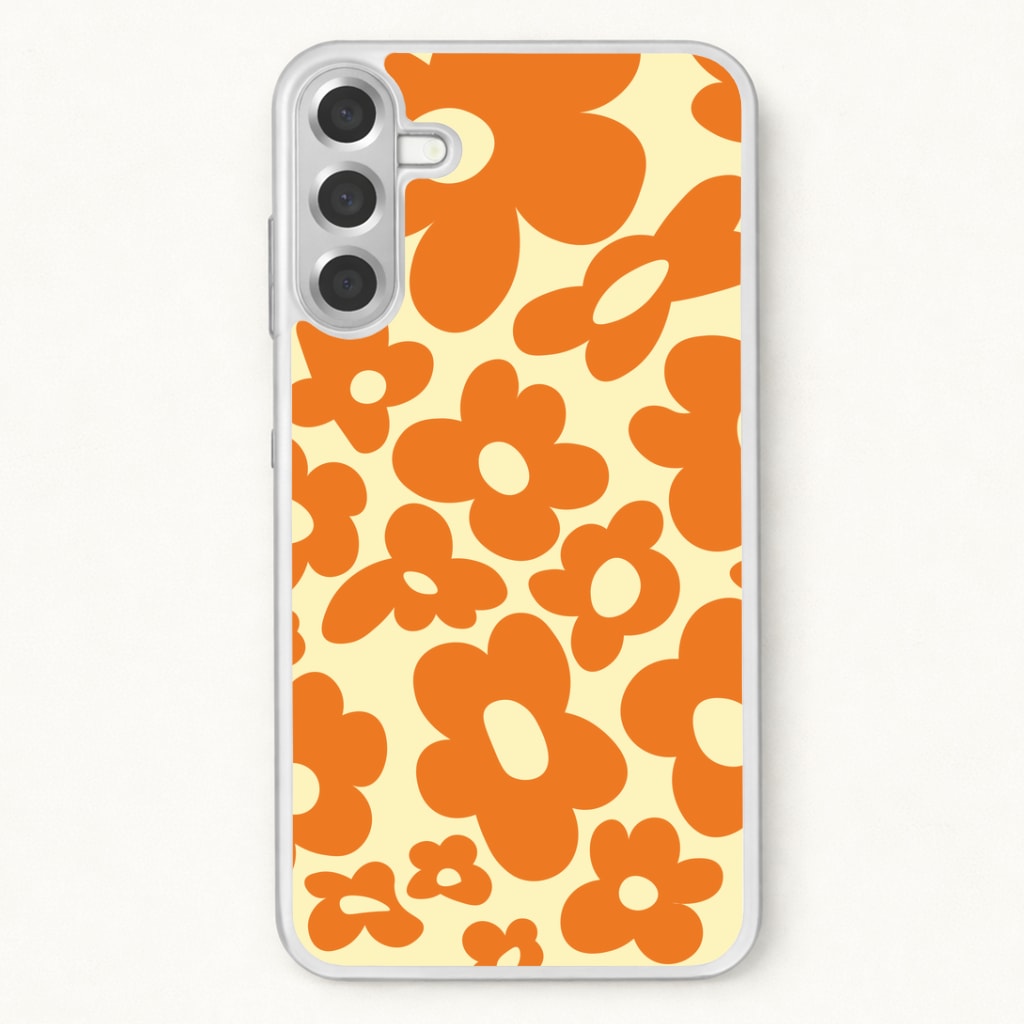 Orange Flowers - Trippy Patterns Phone Case for Galaxy A57