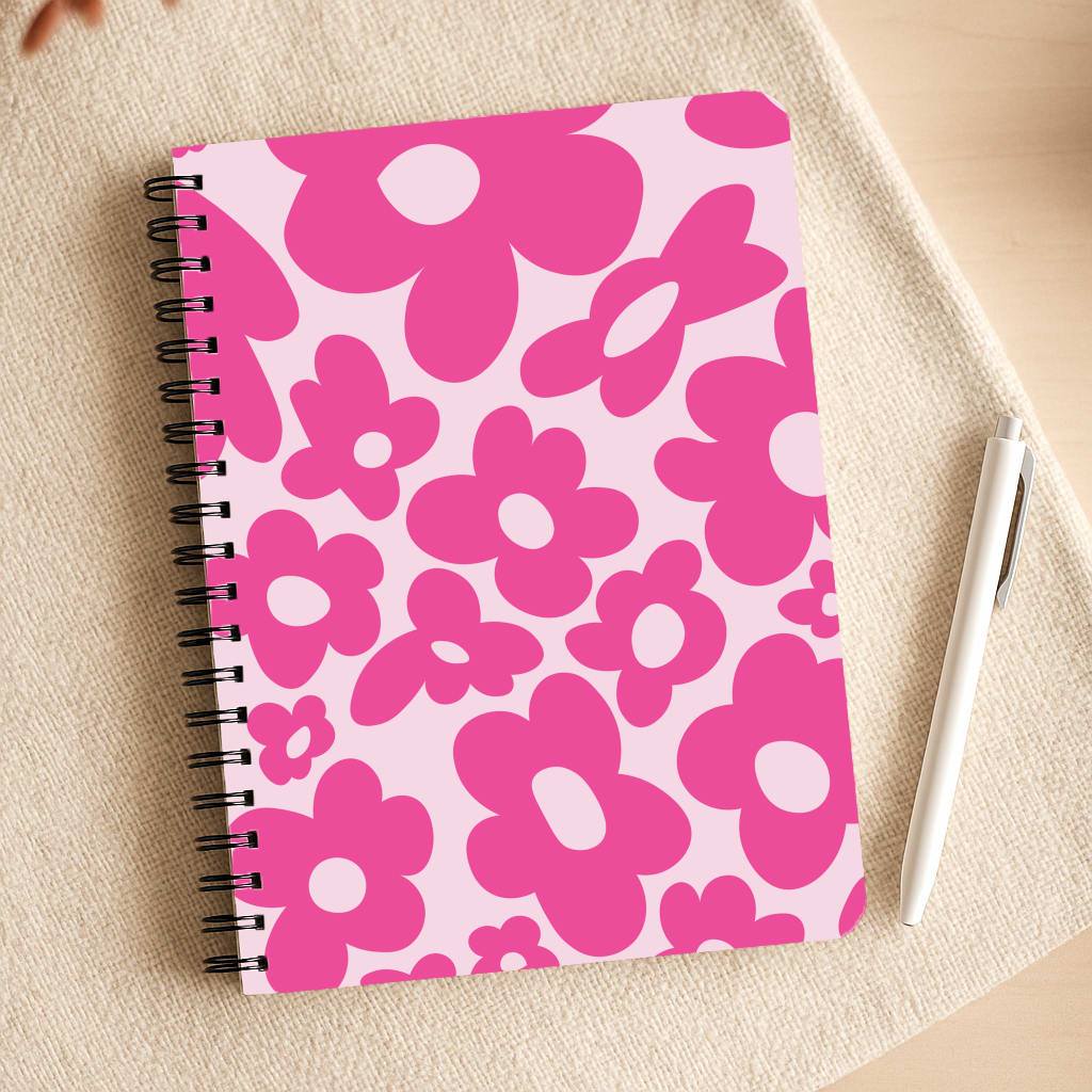 Pink Flowers - Trippy Patterns Notepad