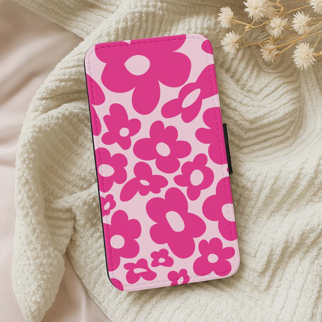 Pink Flowers - Trippy Patterns Wallet Phone Case