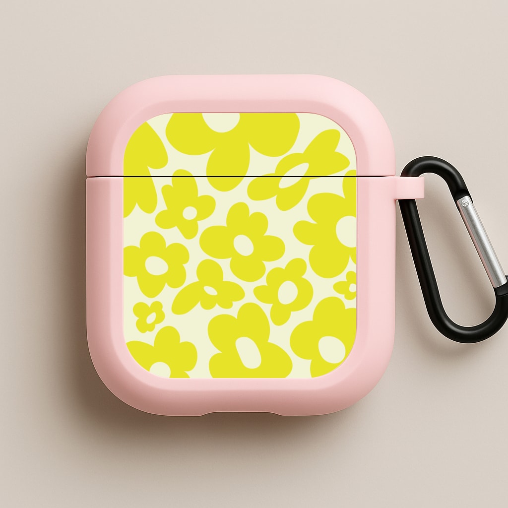 Yellow Flowers - Trippy Patterns Pink AirPods Case