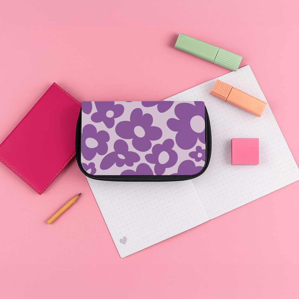 Purple Flowers - Trippy Patterns Pencil Case