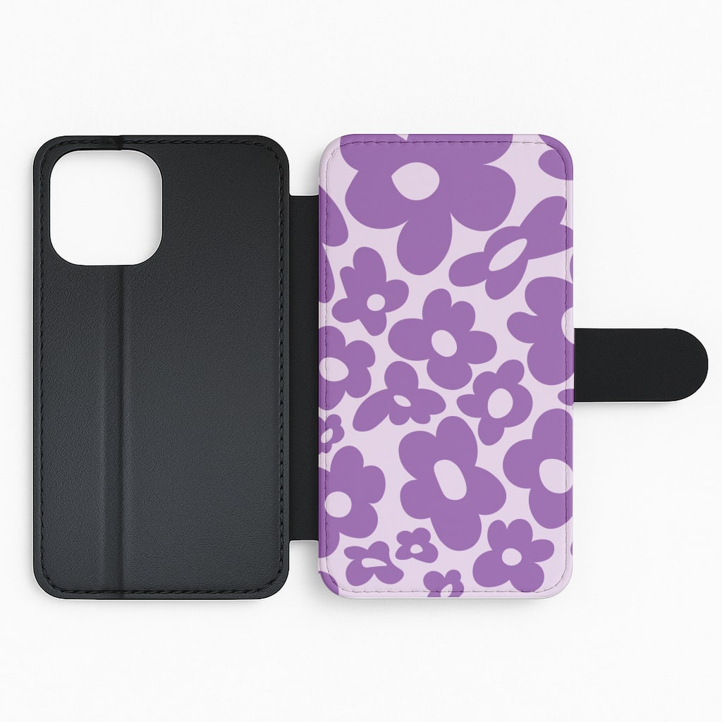 Purple Flowers - Trippy Patterns Flip Phone Case