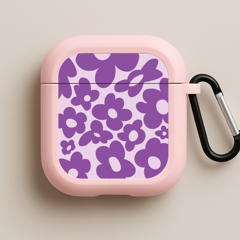 Purple Flowers - Trippy Patterns Pink AirPods Case