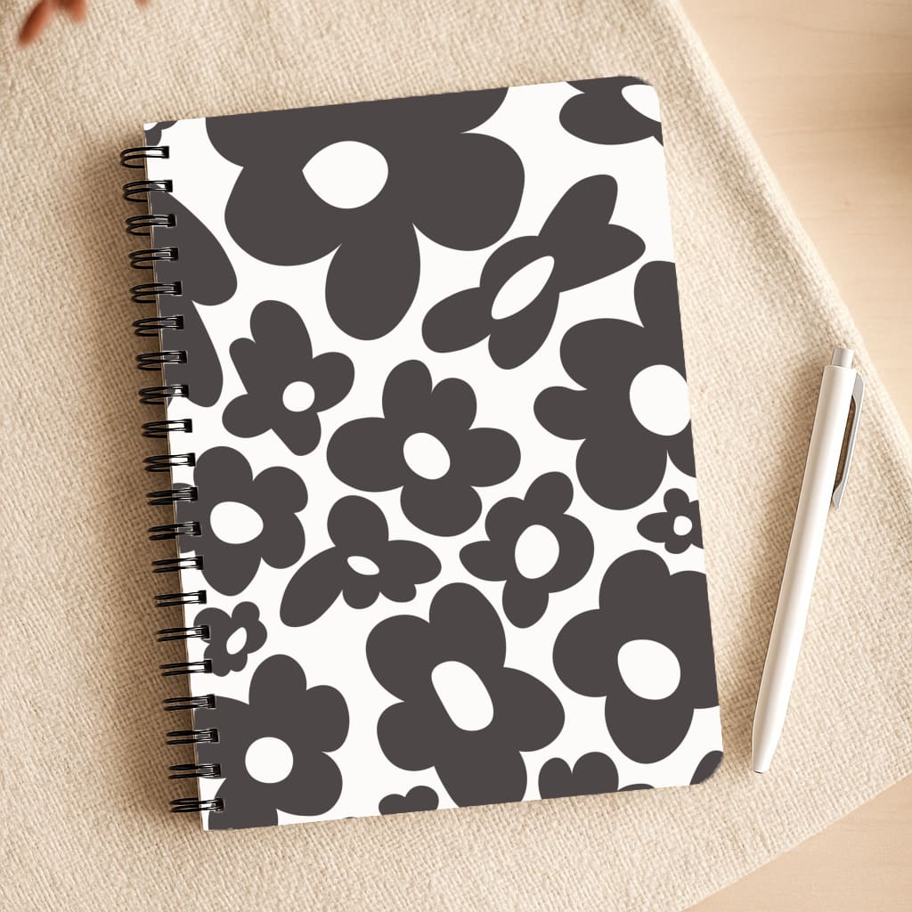 Black Flowers - Trippy Patterns Notepad