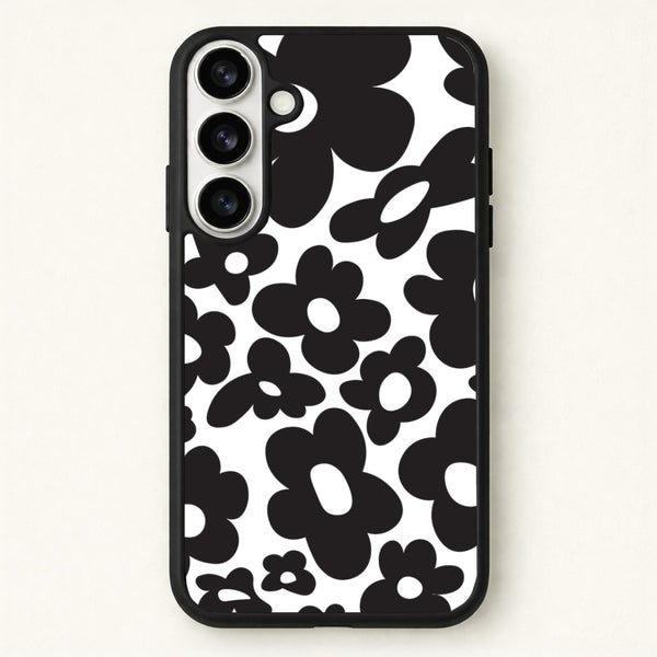Black Flowers - Trippy Patterns Phone Case for Galaxy S26 Plus