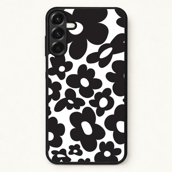 Black Flowers - Trippy Patterns Phone Case for Galaxy A57
