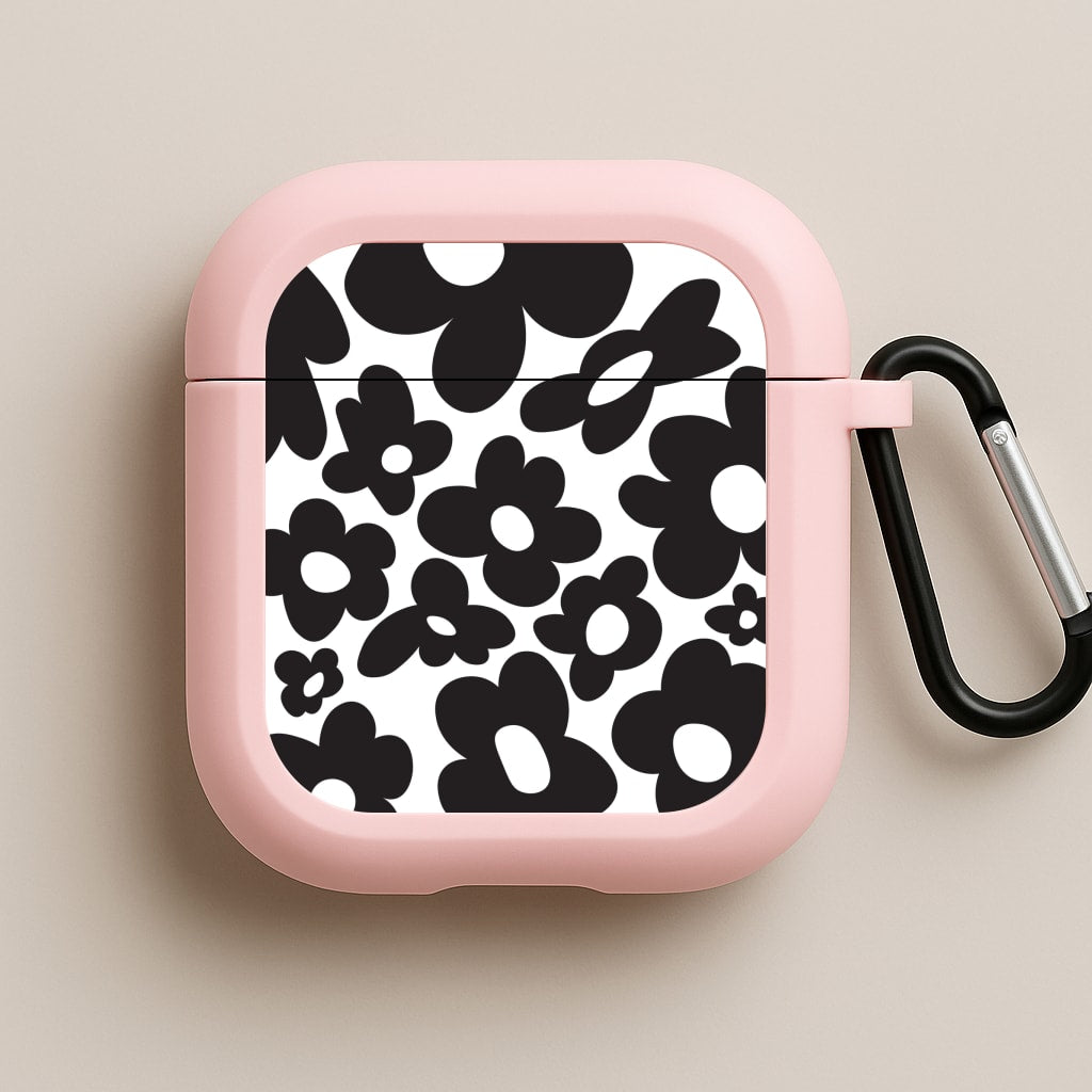 Black Flowers - Trippy Patterns Pink AirPods Case
