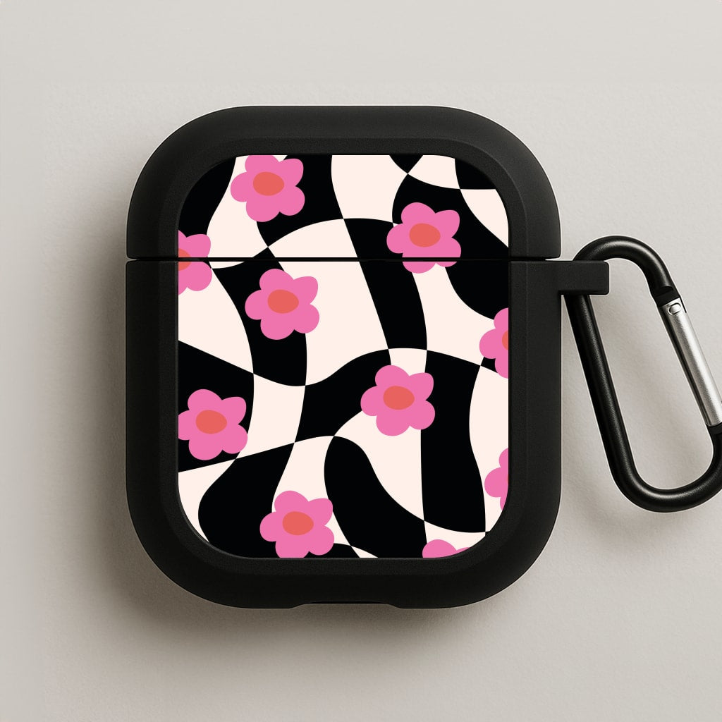 Checkboard Flowers - Trippy Patterns AirPods Case
