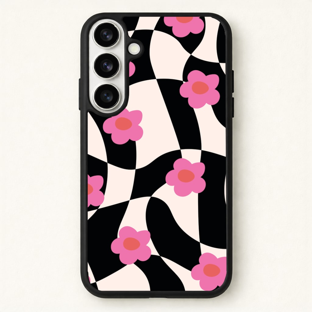 Checkboard Flowers - Trippy Patterns Phone Case for Galaxy S26 Plus