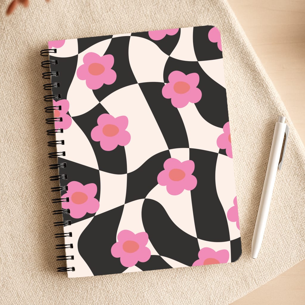 Checkboard Flowers - Trippy Patterns Notepad