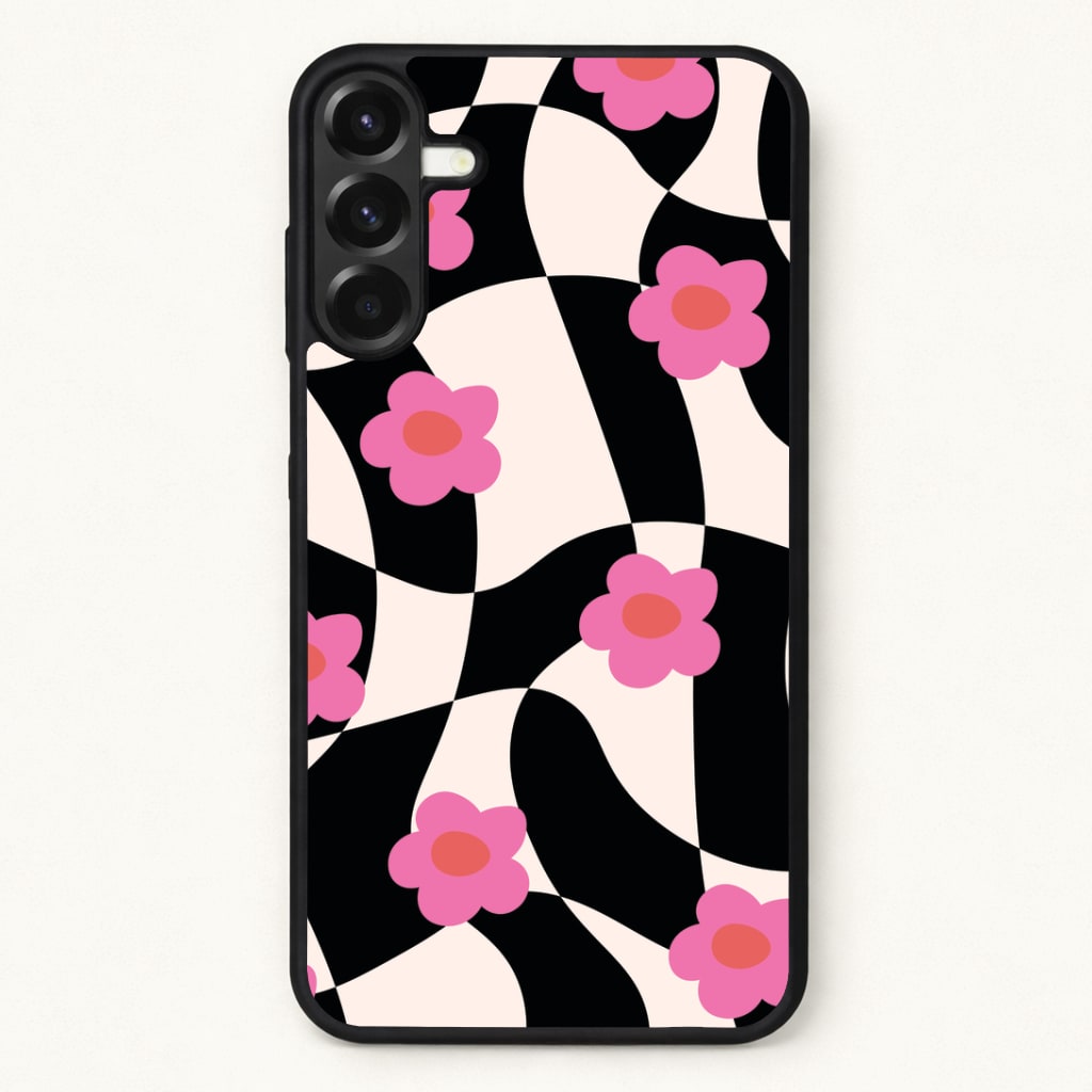 Checkboard Flowers - Trippy Patterns Phone Case for Galaxy A57