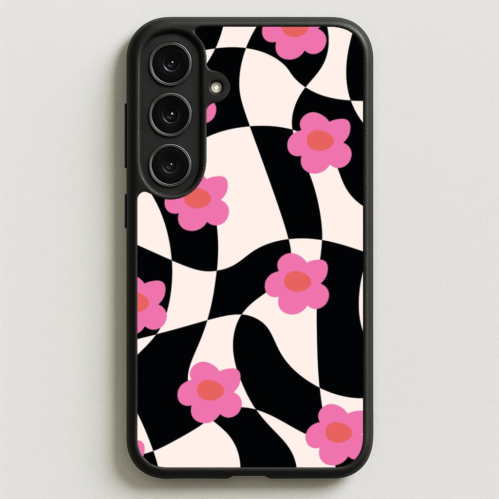 Checkboard Flowers - Trippy Patterns Phone Case for Galaxy S25FE
