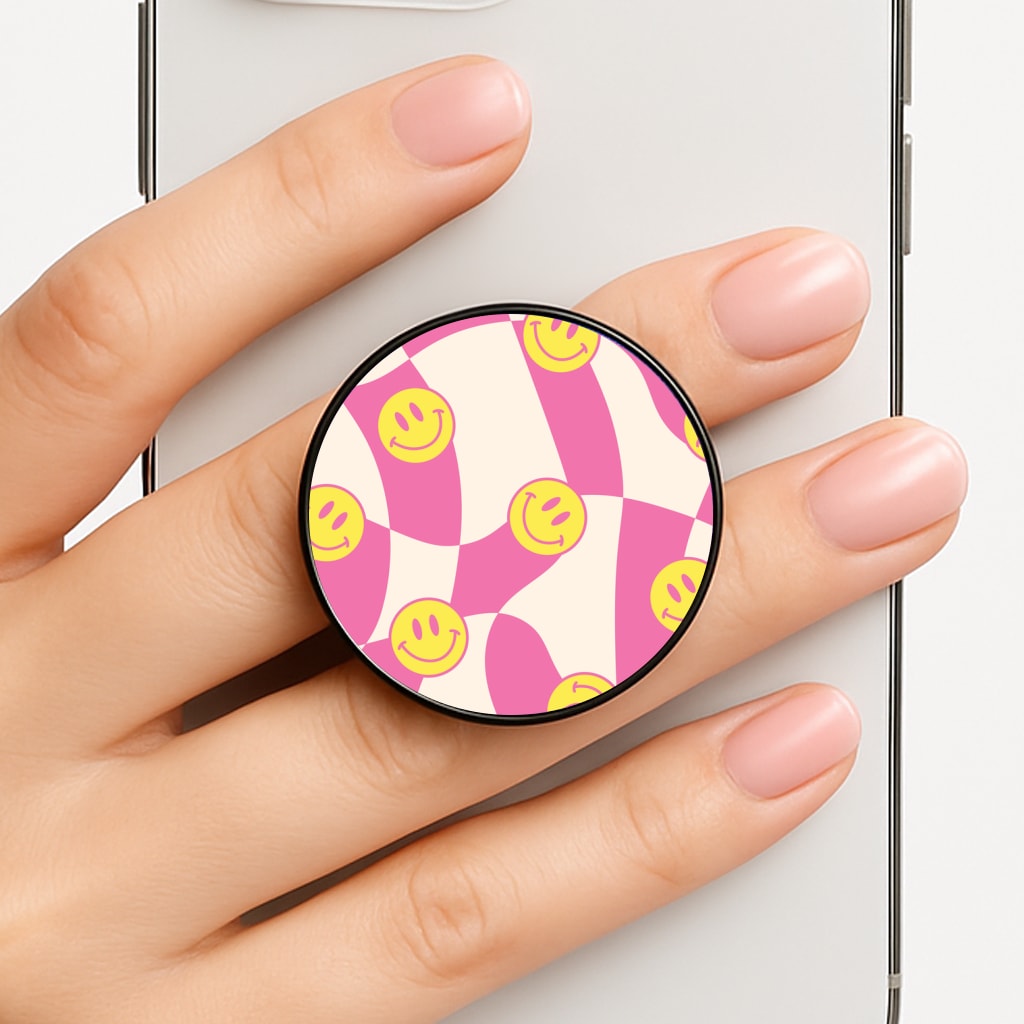 Smiley Checkboard - Trippy Patterns Phone Grip