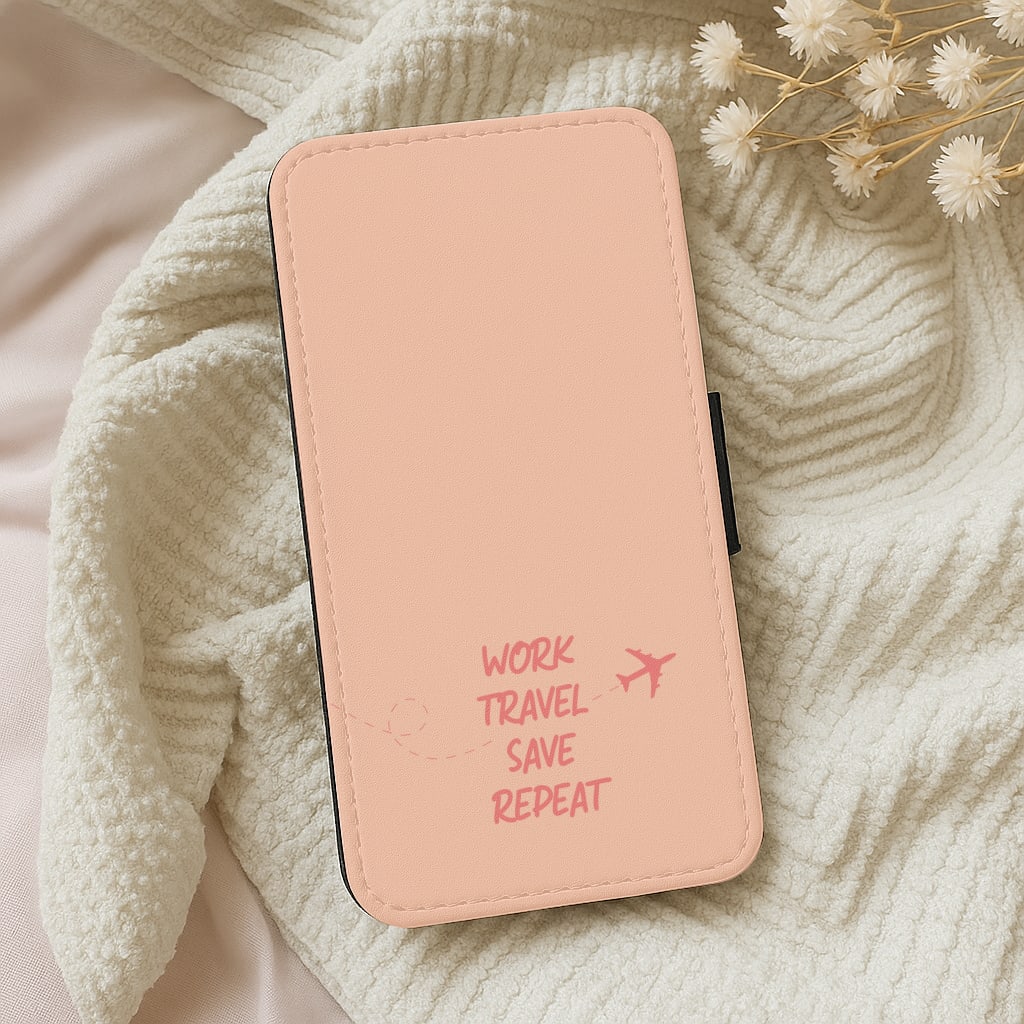 Work Travel Save Repeat - Travel Wallet Phone Case