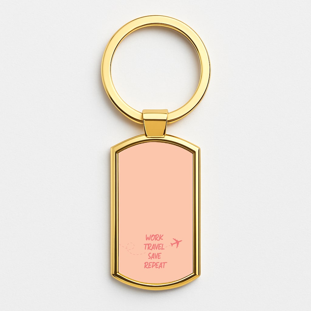 Work Travel Save Repeat - Travel Gold Keyring