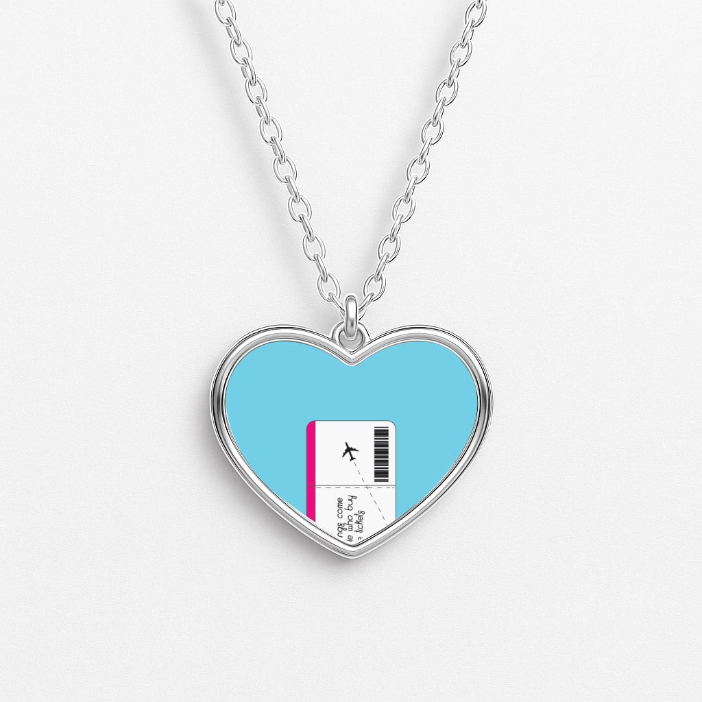 Buy Plane Tickets - Travel Heart Necklace