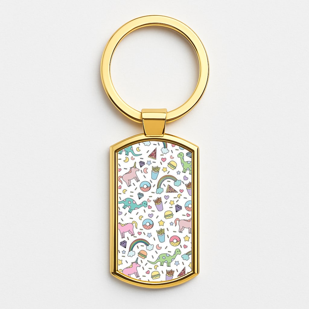 Tumblr Pattern Gold Keyring