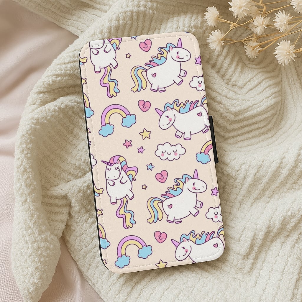 Cute Unicorn Pattern Wallet Phone Case