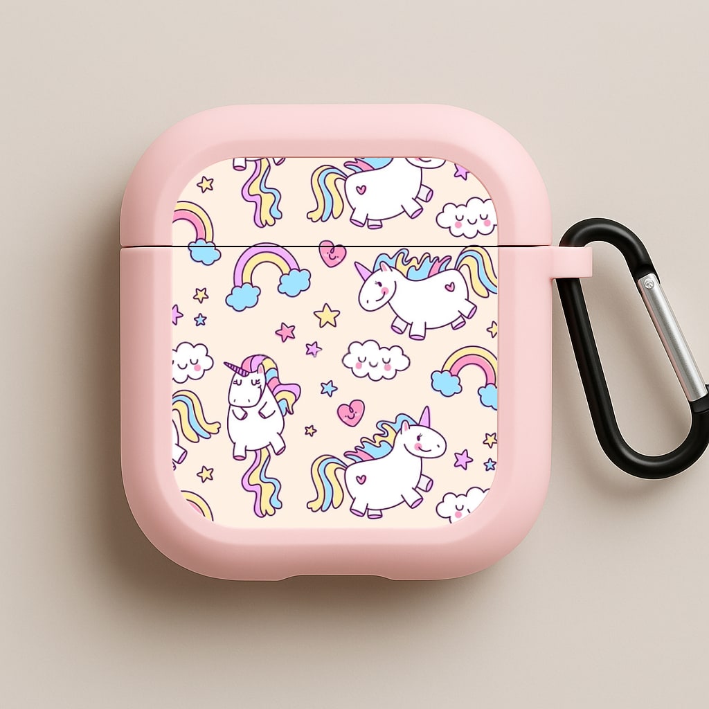 Cute Unicorn Pattern Pink AirPods Case
