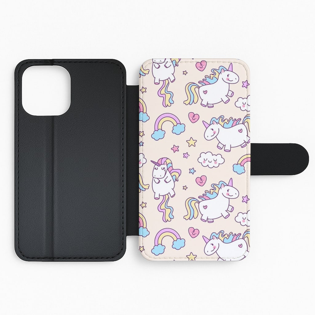 Cute Unicorn Pattern Flip Phone Case