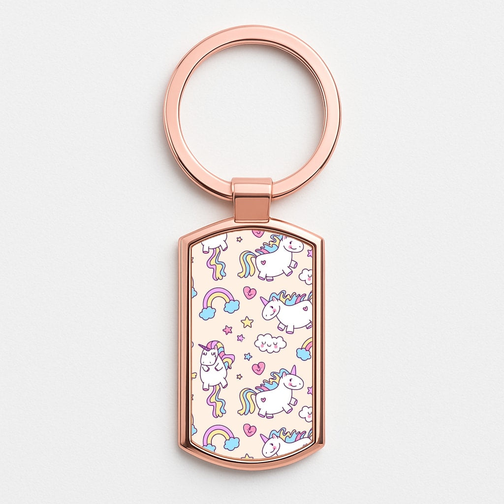 Cute Unicorn Pattern Rose Gold Keyring