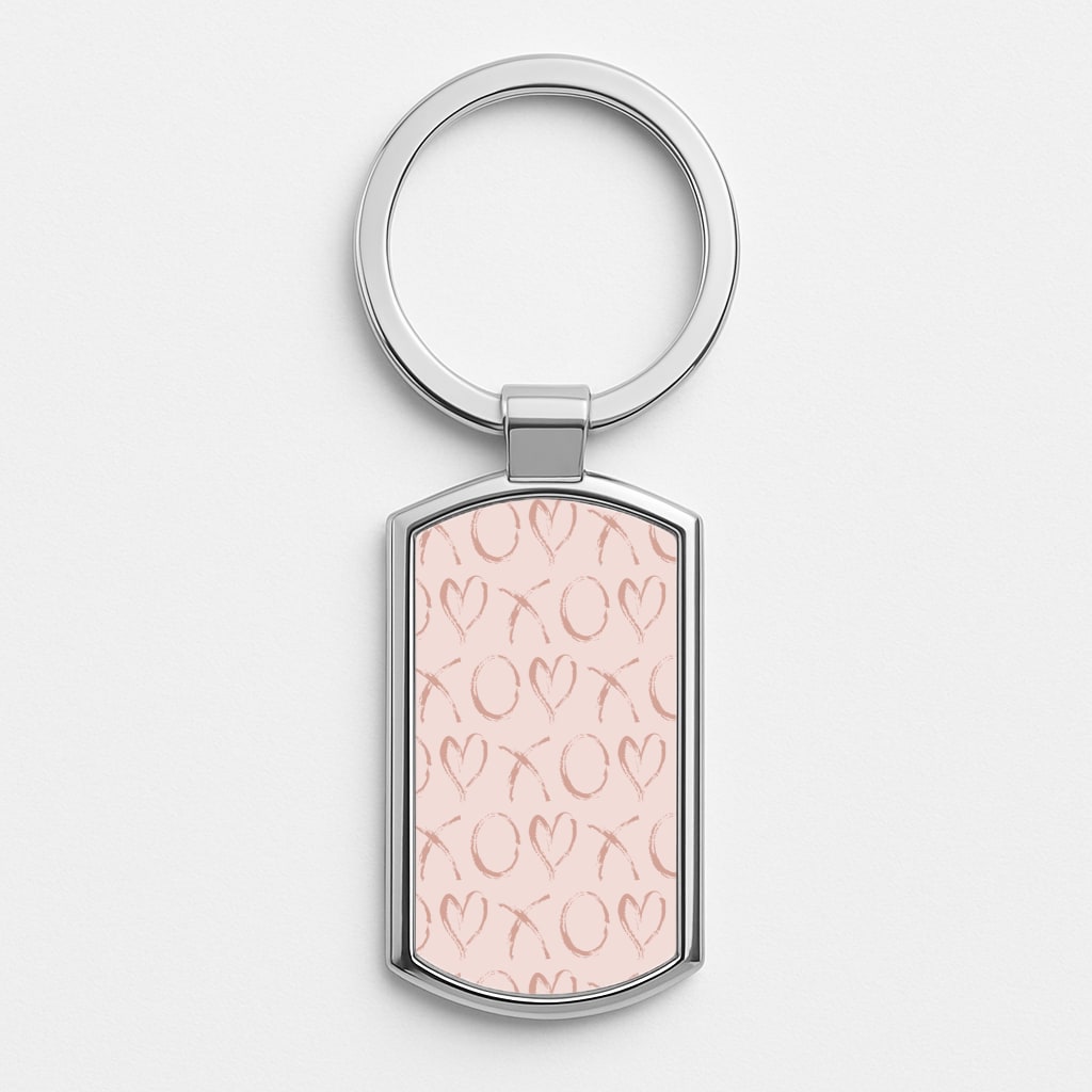 Valentine's Day Pattern Silver Keyring