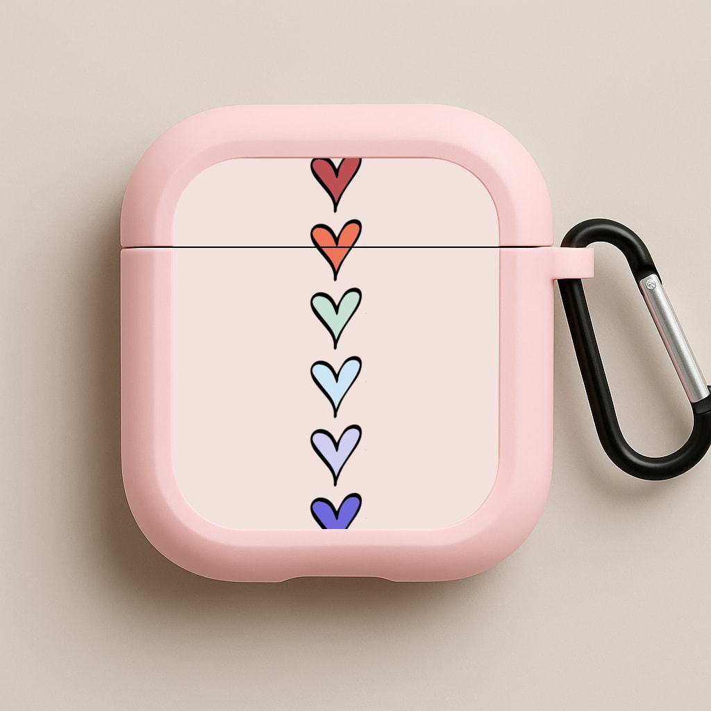 Love Heart Line Pink AirPods Case