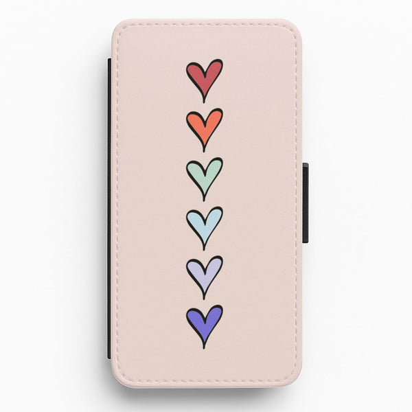 Love Heart Line Flip / Wallet Phone Case