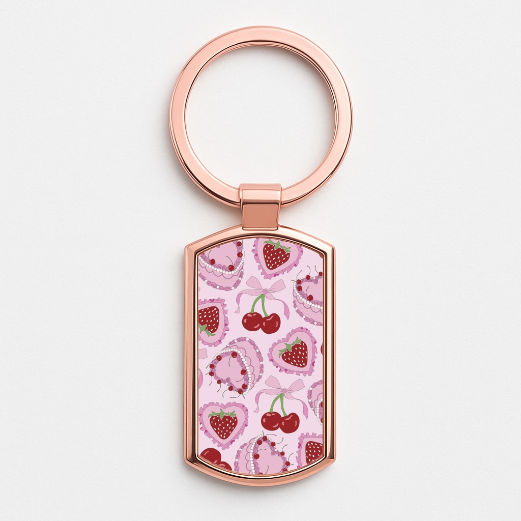 Cherries, Strawberries And Cake - Valentine's Day Luxury Keyring