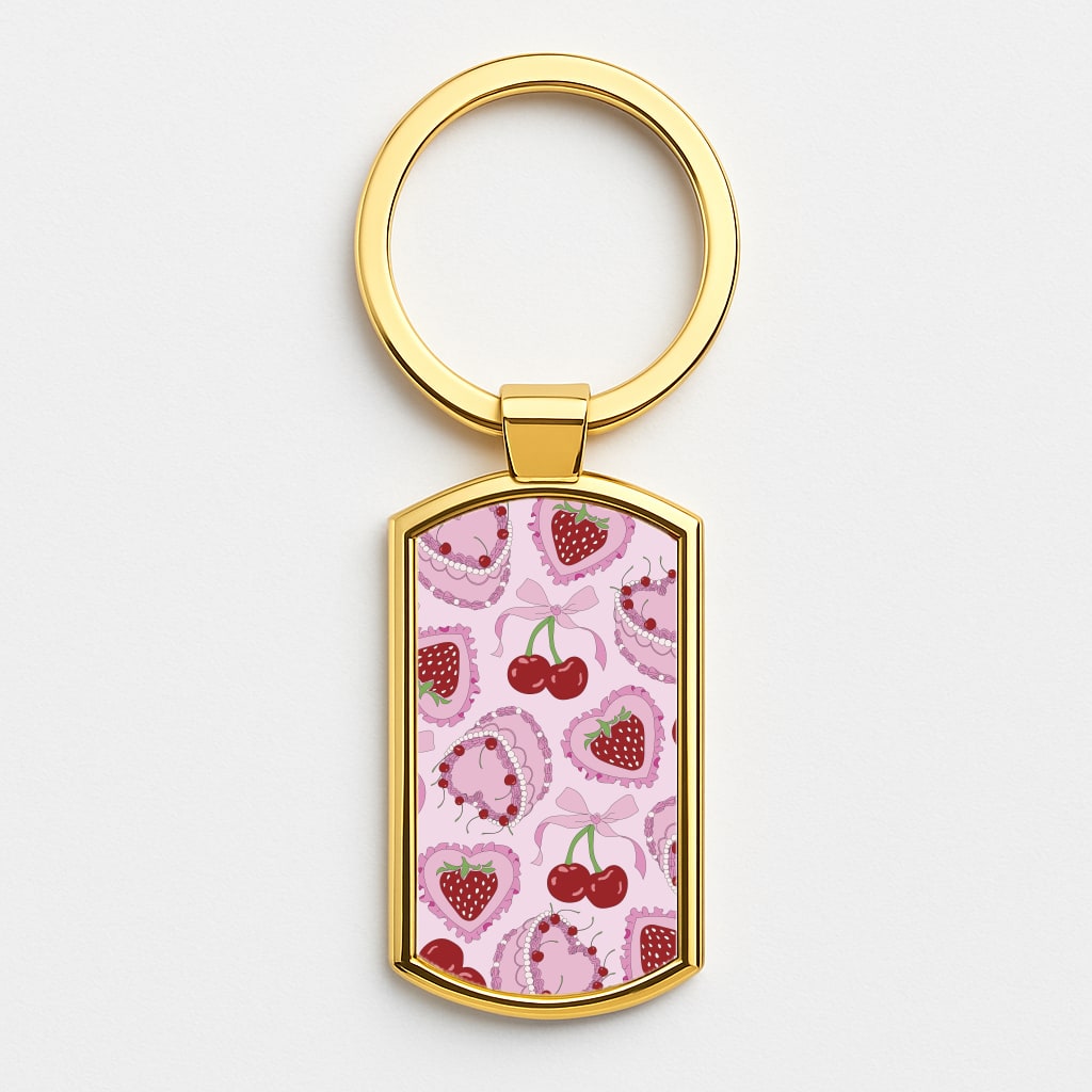 Cherries, Strawberries And Cake - Valentine's Day Luxury Keyring