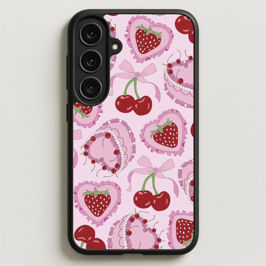 Cherries, Strawberries And Cake - Valentine's Day Phone Case for Galaxy S25FE
