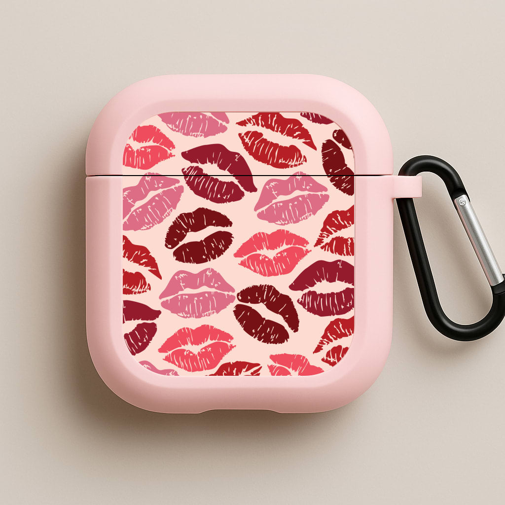 Valentine's Lips Pattern Pink AirPods Case