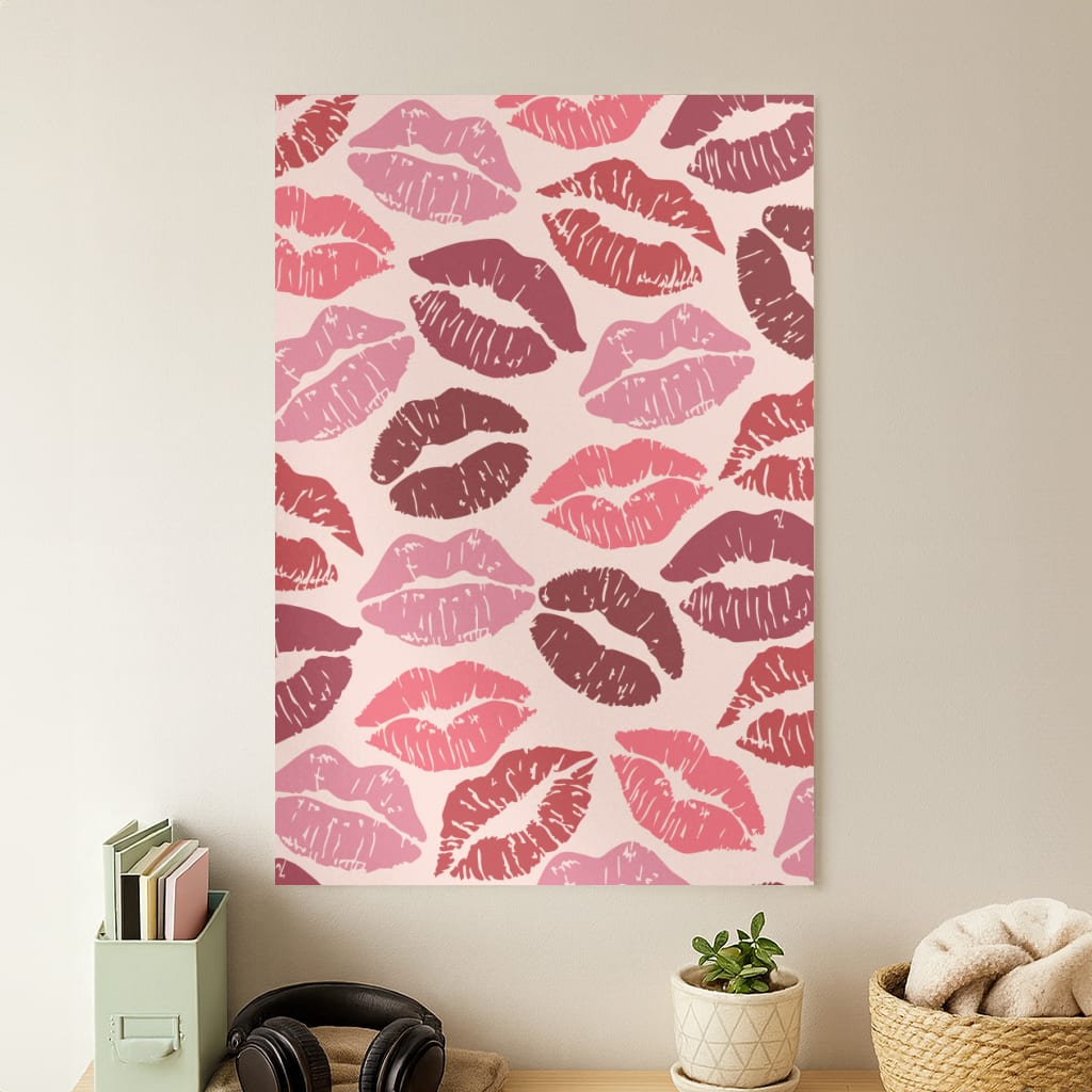 Valentine's Lips Pattern Poster