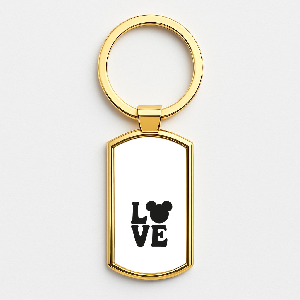 Mouse Love Valentine's Gold Keyring