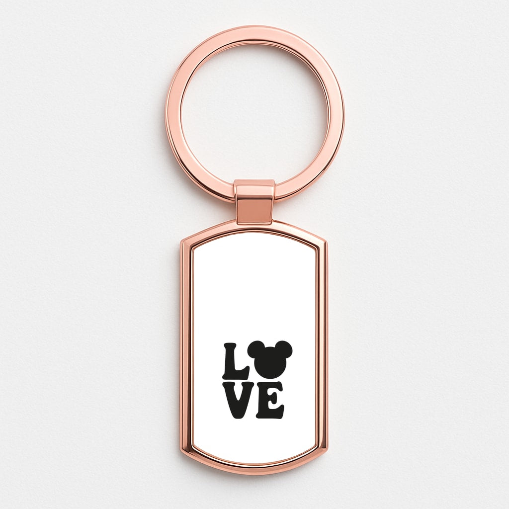 Mouse Love Valentine's Rose Gold Keyring