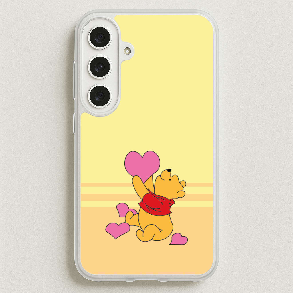 Pooh Love Heart Balloons Valentine's Phone Case for Galaxy S25FE