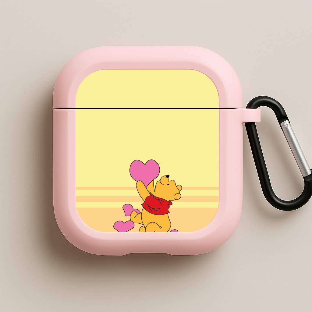 Pooh Love Heart Balloons Valentine's Pink AirPods Case