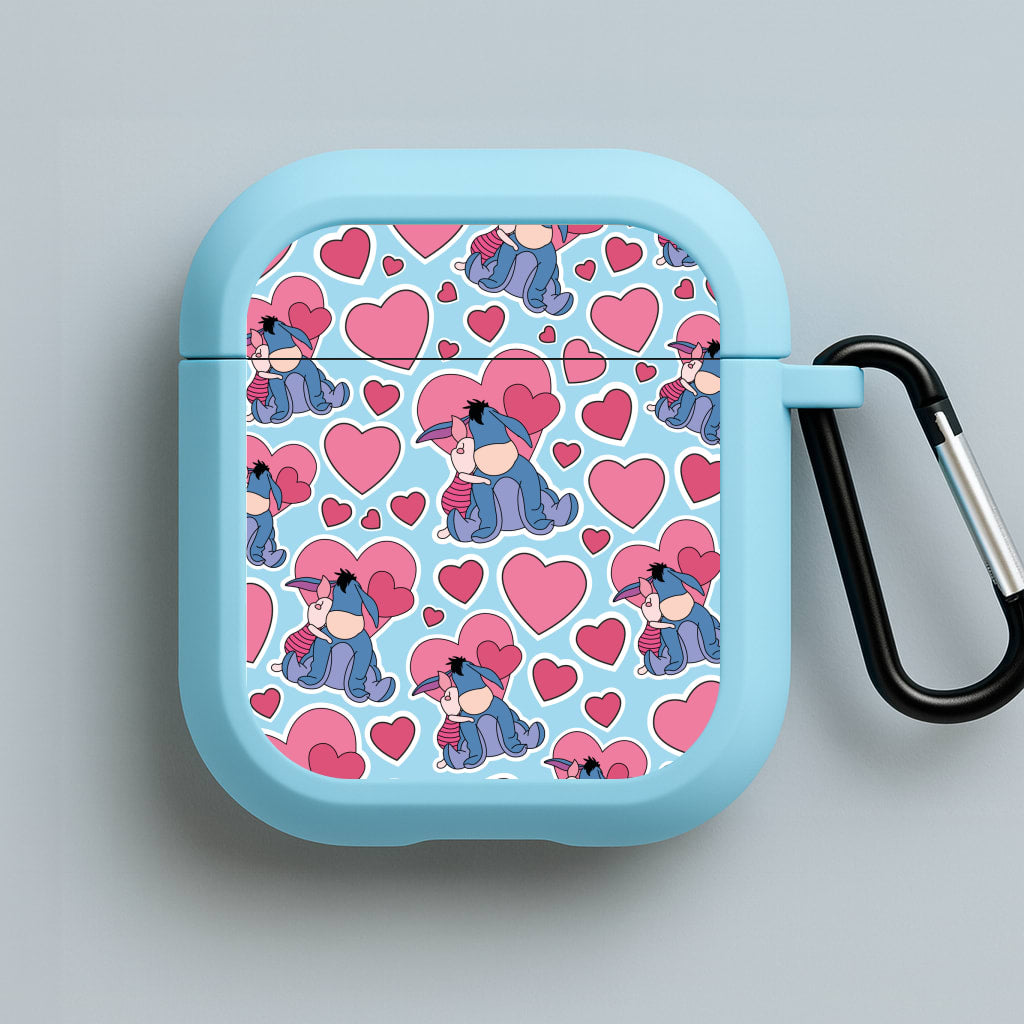 Donkey and Pig Pattern Valentine's Blue AirPods Case