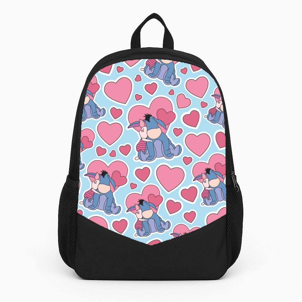 Donkey and Pig Pattern Valentine's Large Backpack